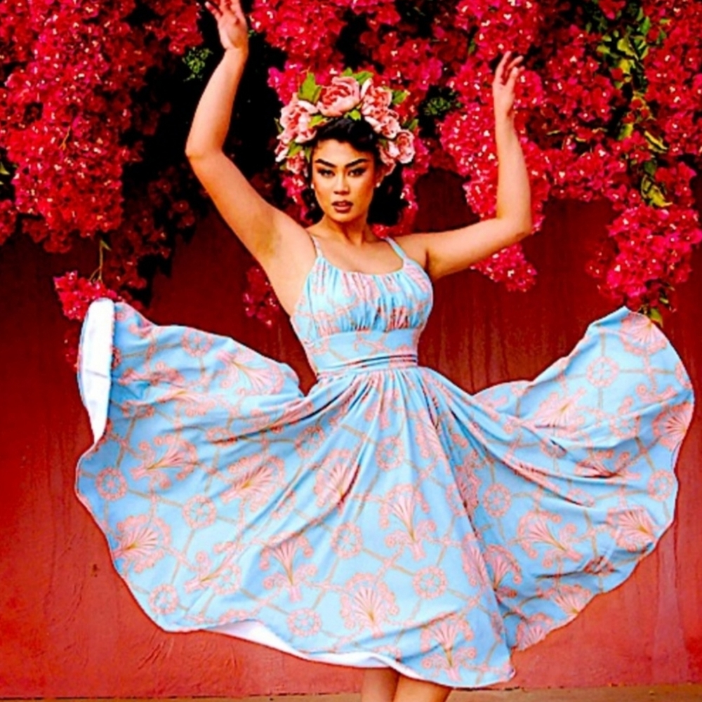 Marie Antoinette 3x, pinup girl couture, blue